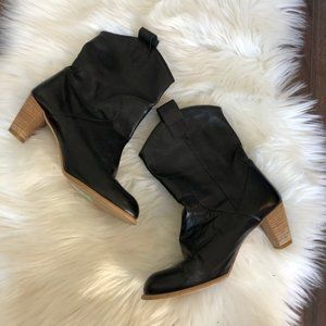 French ankle boots Western heeled leather